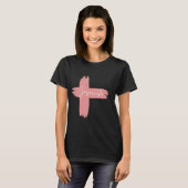 Roze zwart wit Cross Jesucristo T-shirt (Voorkant volledig)