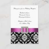 Roze Zwart Wit Damask Receptie Enclosure Kaart (Achterkant)