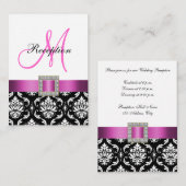 Roze Zwart Wit Damask Receptie Enclosure Kaart (Voorkant / Achterkant)