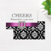Roze Zwart Wit Damast Bruiloft Bar Drink Voucher Visitekaartjes (Bureau)