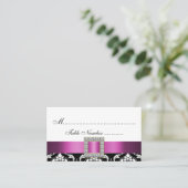 Roze Zwart Wit Damast Wedding Place Kaarten Plaatskaartje (Staand voorkant)