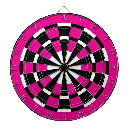 Roze zwart-wit dartboard dartbord (Voorkant)