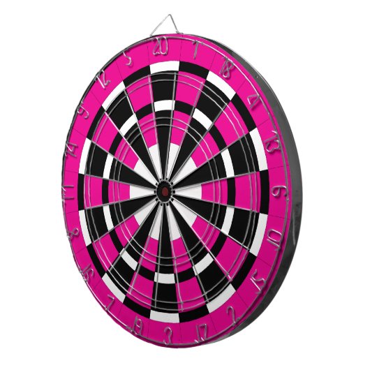 Roze zwart-wit dartboard dartbord (Voorkant Rechts)