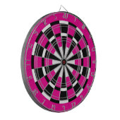 Roze zwart-wit dartboard dartbord (Voorkant Links)