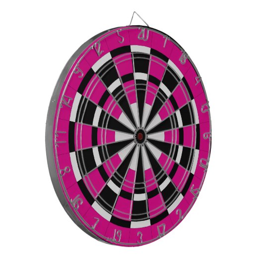 Roze zwart-wit dartboard dartbord (Voorkant Links)