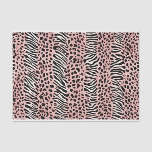 Roze, Zwart-wit Dierenprint Patroon Tissuepapier (Voorkant)