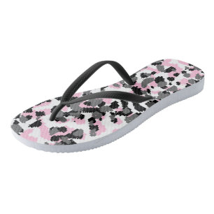 Roze, zwart, wit en grijs Camo abstract Teenslippers