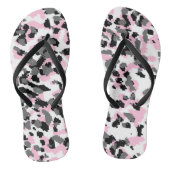 Roze, zwart, wit en grijs Camo abstract Teenslippers (Voetbed)