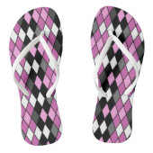 Roze, zwart, wit en grijs diamanten patroon teenslippers (Voetbed)