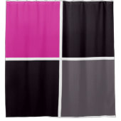 Roze, Zwart, Wit en Grijze Vierkanten Douchegordijn (Voorkant)