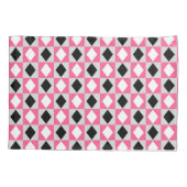 Roze Zwart Wit Geometrische Rhombus Diamant Kussensloop (Achterkant)