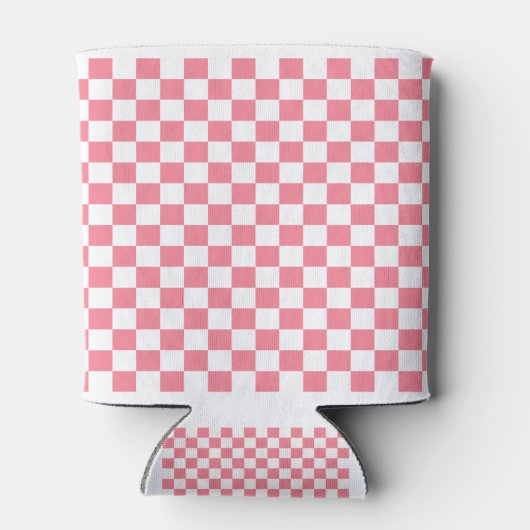 Roze Zwart & Wit geruit Blikjeskoeler (Achterkant)