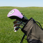 Roze Zwart Wit Geruit Monogram Golfheadcover (Insitu)