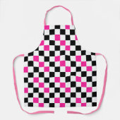 Roze Zwart Wit Geruit Patroon Ontwerp  Schort (Voorkant)