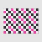Roze Zwart Wit Geruit Patroon Ontwerp Tissuepapier (Voorkant)