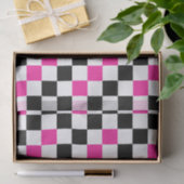 Roze Zwart Wit Geruit Patroon Ontwerp Tissuepapier (Geschenk)