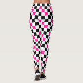 Roze Zwart Wit Geruit Patroonontwerp Leggings (Achterkant)