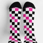 Roze Zwart Wit Geruit Patroonontwerp  Sokken (Top)