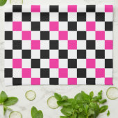 Roze Zwart Wit Geruit Patroonontwerp Theedoek (Gevouwen)
