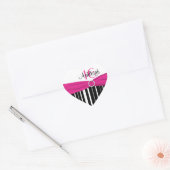 Roze, Zwart, Wit Gestreept 16e Verjaardag Sticker (Envelop)