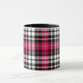 Roze Zwart Wit Gestreepte Tartan Mok (Midden)