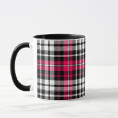 Roze Zwart Wit Gestreepte Tartan Mok (Links)