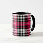 Roze Zwart Wit Gestreepte Tartan Mok (Voorkant rechts)
