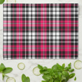 Roze Zwart Wit Gestreepte Tartan Theedoek (Gevouwen)