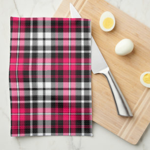 Roze Zwart Wit Gestreepte Tartan  Theedoek