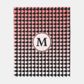 Roze zwart-wit gradiëntpatroon monogram fleece deken (Voorkant)