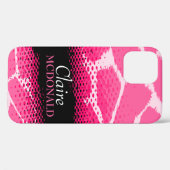 Roze zwart wit grafische dierenprint Case-Mate iPhone case (Achterkant (horizontaal))