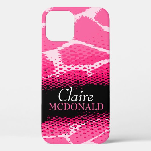 Roze zwart wit grafische dierenprint Case-Mate iPhone case (Achterkant)