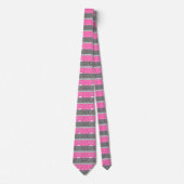Roze Zwart Wit Grieks Sleutel Fret Patroon Ontwerp Stropdas (Voorkant)
