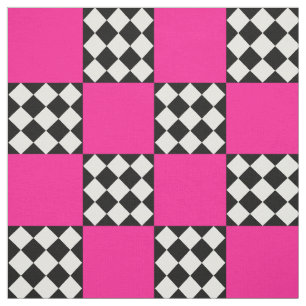 Roze Zwart Wit Harlekijn Vierkante Vorm Textiel Stof