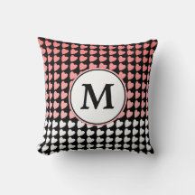 Roze zwart-wit hartpatroon monogram
