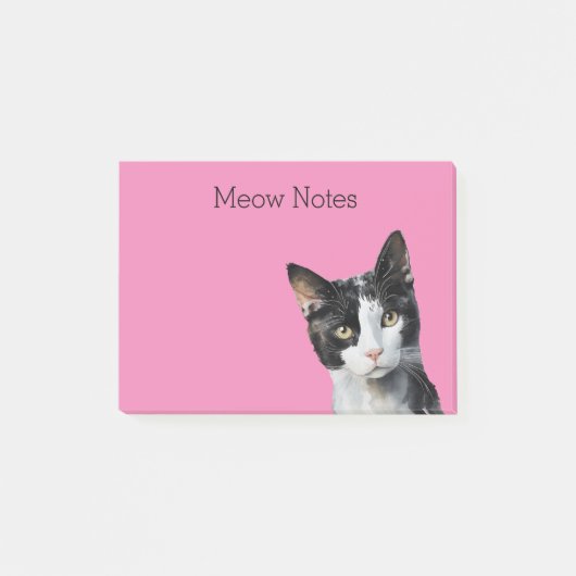 Roze Zwart Wit Kitty Kat Post-it® Notes (Voorkant)