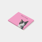 Roze Zwart Wit Kitty Kat Post-it® Notes (Schuin)