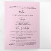 Roze, zwart wit klein hartje trouw all-in-one drieluik uitnodiging (Binnenzijde eerst)