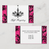 Roze Zwart Wit Kroonluchter Bruiloft Behuizing Kaa Informatiekaartje (Voorkant / Achterkant)