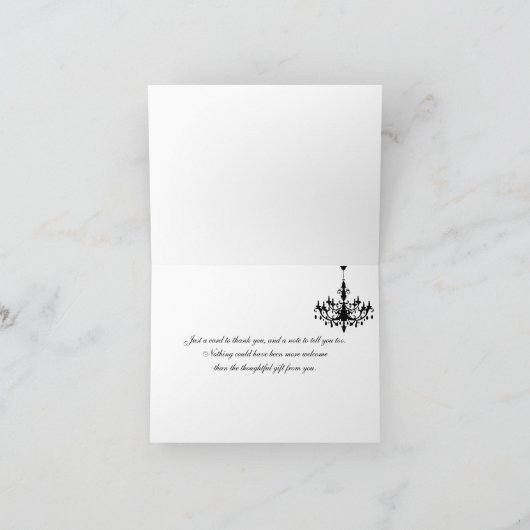 Roze Zwart Wit Kroonluchter Dank u Nota Kaart 2 (Binnen)