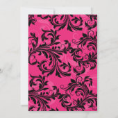 Roze Zwart Wit Kroonluchter Scrolls Bruiloft Uitno Kaart (Achterkant)