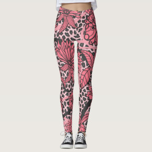  roze zwart-wit lak printpatroon leggings