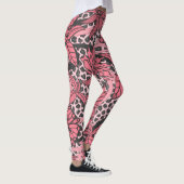 roze zwart-wit lak printpatroon leggings (Rechts)