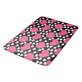 Roze Zwart Wit Liefde Harten Patroon Badmat (Gekanteld)