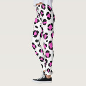 Roze Zwart Wit Luipaard Dierenprint Leggings (Links)