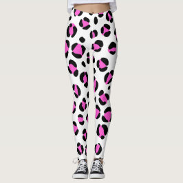Roze Zwart Wit Luipaard Dierenprint Leggings