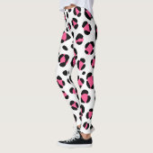 Roze Zwart Wit Luipaard Dierenprint Leggings (Links)