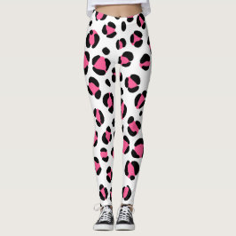 Roze Zwart Wit Luipaard Dierenprint Leggings