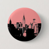 Roze, Zwart & Wit New York City Pinback Button (Voorkant)