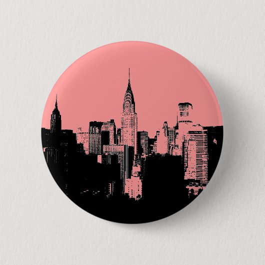 Roze, Zwart & Wit New York City Pinback Button (Voorkant)